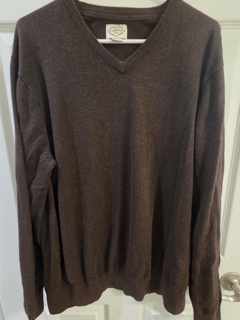 St. John's Bay Men's V-Neck Sweater in Chocolate Brown